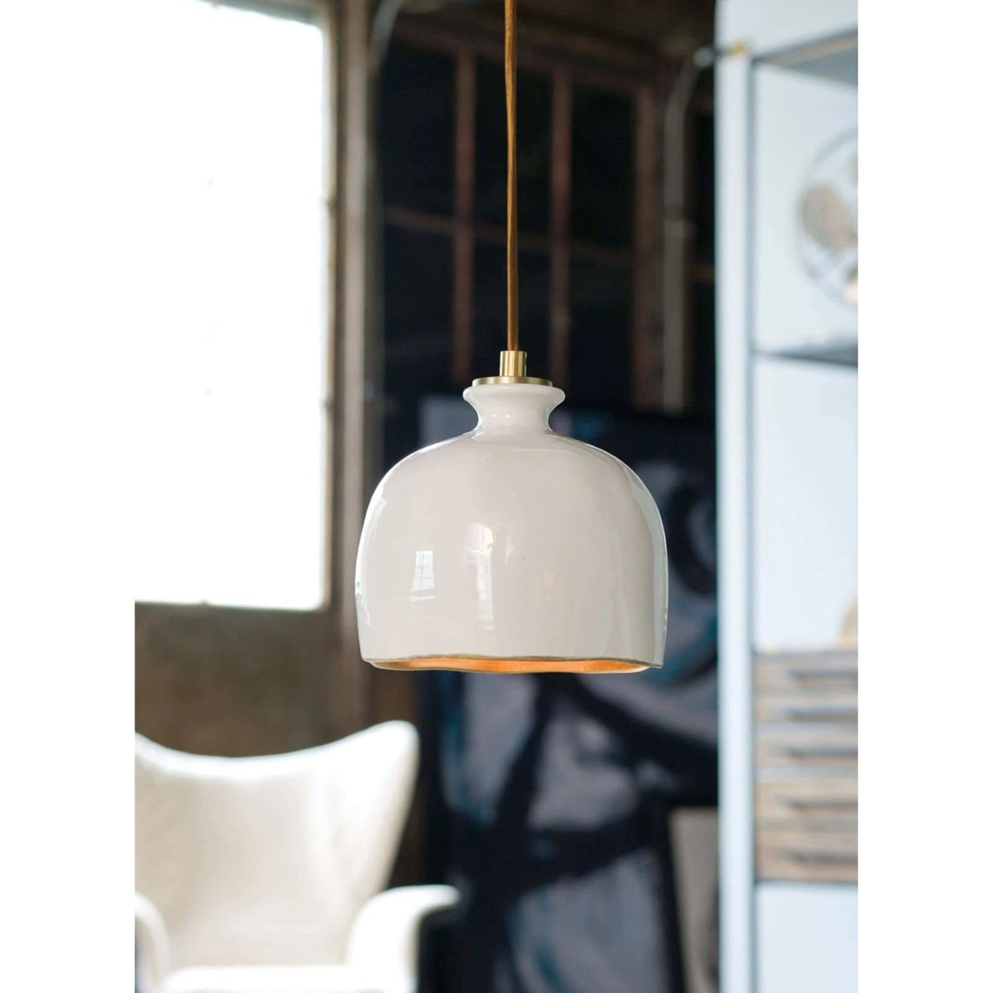 Bianca Ceramic Pendant by Regina Andrew in white, natural and white. Made from ceramic in a modern style.