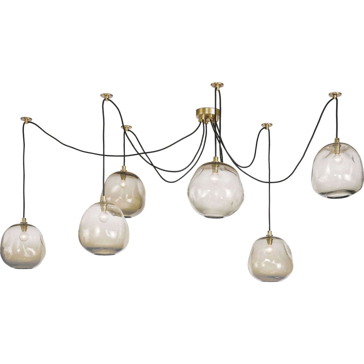 002 S-287101,S-287102 | Primary Silo | Molten Spider with Smoke Glass by Regina Andrew in brass and brass. Made from glass in a modern style.