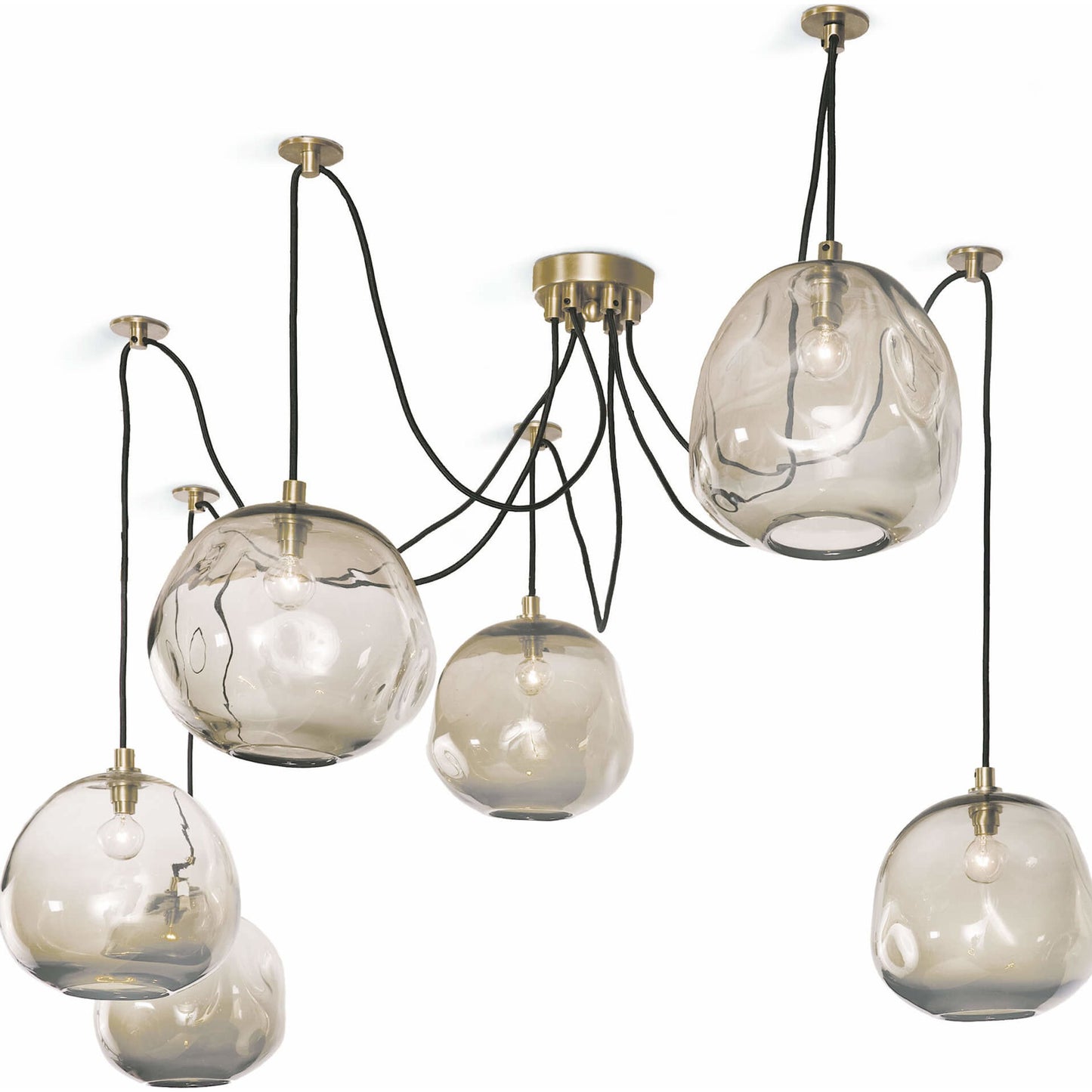 003 S-287101 | Additional Silo | Molten Spider with Smoke Glass by Regina Andrew in brass and brass. Made from glass in a modern style.