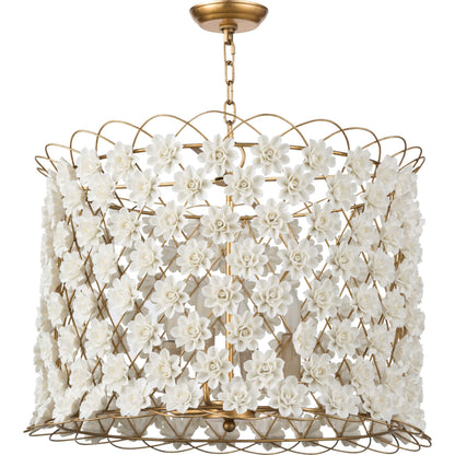 Alice Porcelain Flower Chandelier by Regina Andrew in gold and gold leaf. Made from iron in a modern style.