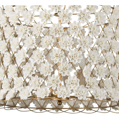 Alice Porcelain Flower Chandelier by Regina Andrew in gold and gold leaf. Made from iron in a modern style.