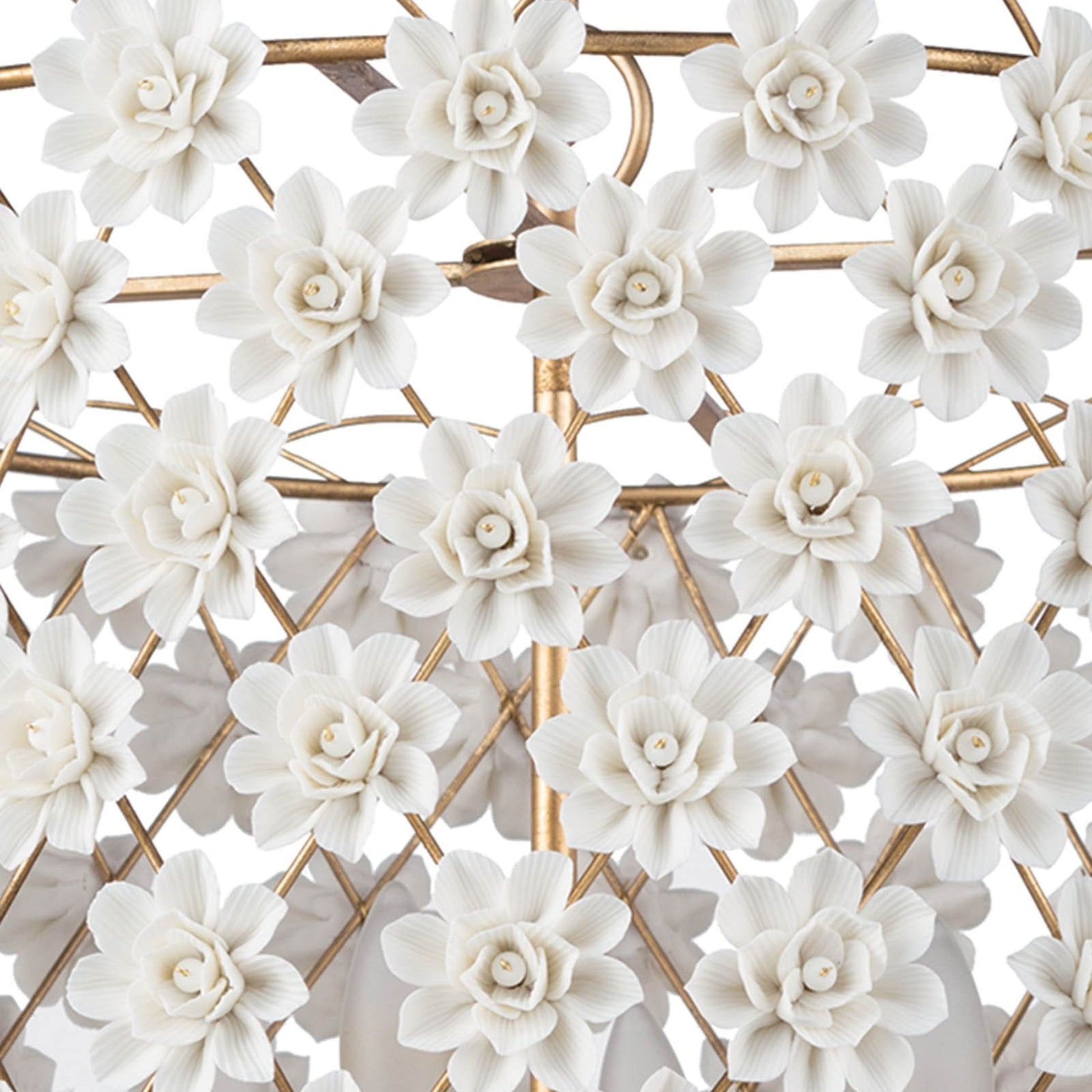 Alice Porcelain Flower Chandelier by Regina Andrew in gold and gold leaf. Made from iron in a modern style.