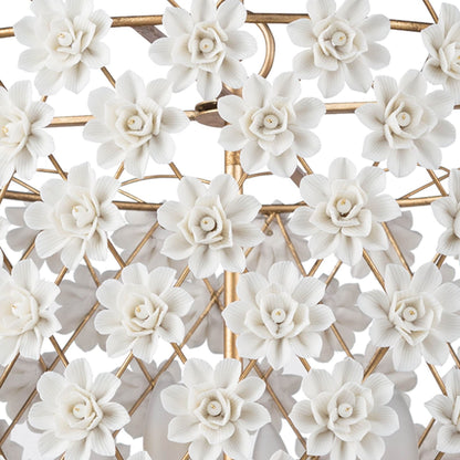 Alice Porcelain Flower Chandelier by Regina Andrew in gold and gold leaf. Made from iron in a modern style.