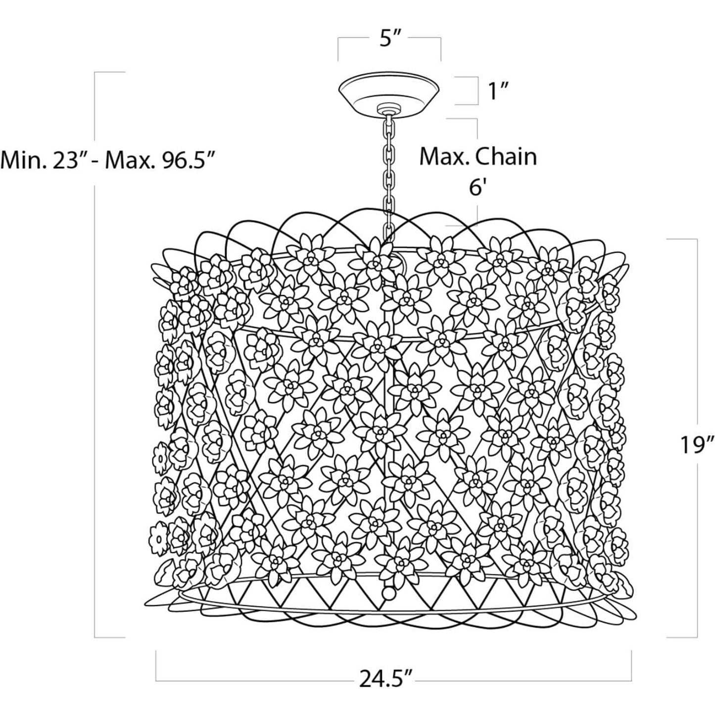 002 S-286686 | Additional Silo | Alice Porcelain Flower Chandelier by Regina Andrew in gold and gold leaf. Made from iron in a modern style.