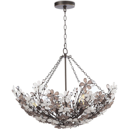 Cheshire Basin Pendant by Regina Andrew in gold and gold leaf. Made from crystal in a cottage & farmhouse style.