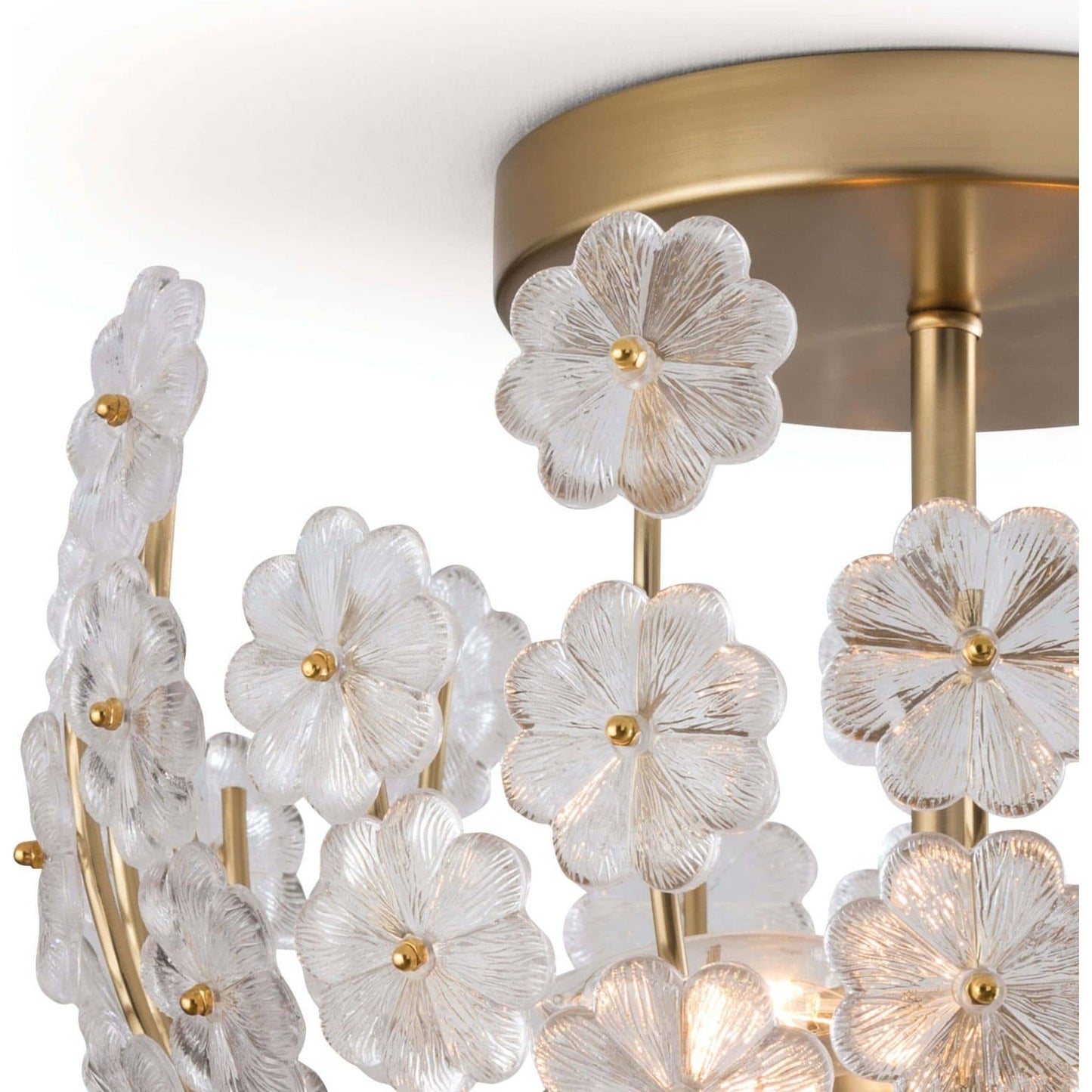003 S-341527 | Closeup | Charlotte Semi Flush Mount by Regina Andrew in brass and natural brass. Made from glass in a modern style.