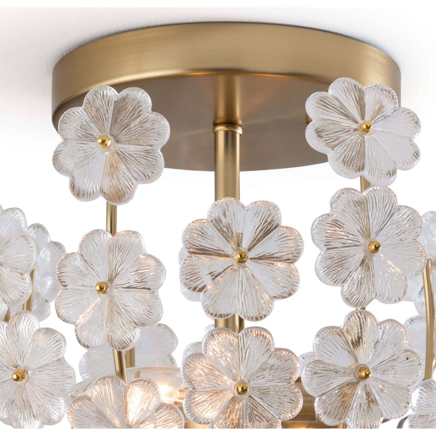 004 S-341527 | Closeup | Charlotte Semi Flush Mount by Regina Andrew in brass and natural brass. Made from glass in a modern style.