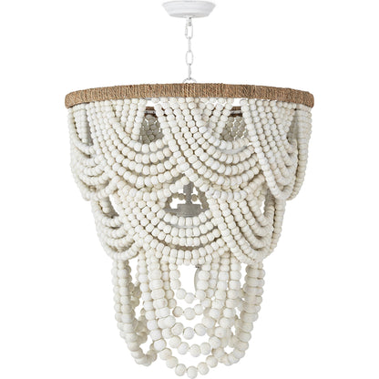 Lorelei Wood Bead Chandelier by Regina Andrew in white. Made from birch wood in a modern style.