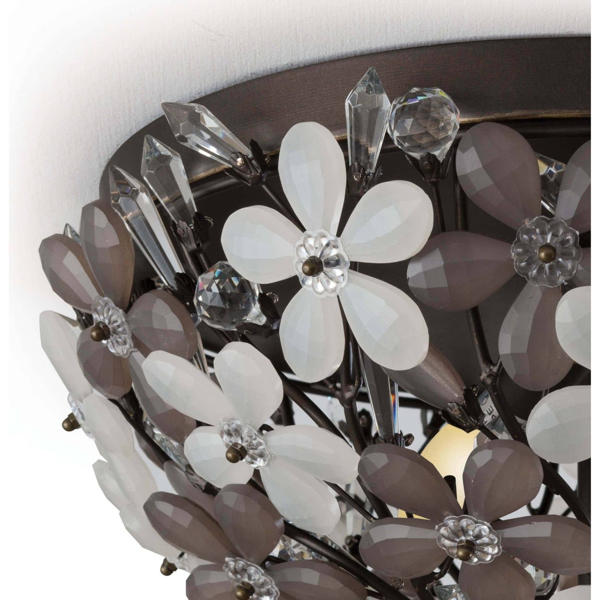 Cheshire Flush Mount by Regina Andrew in gold and gold leaf. Made from crystal in a cottage & farmhouse style.