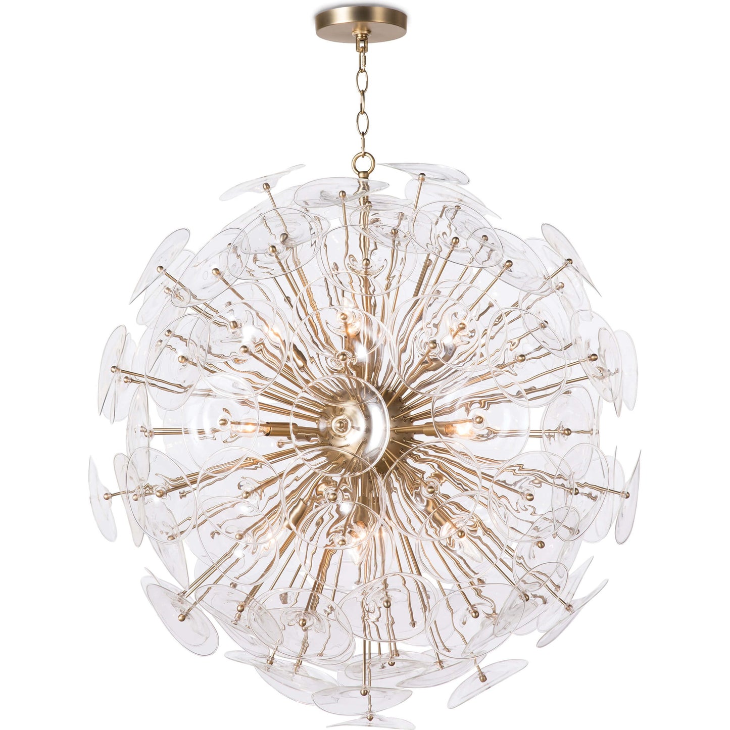 001 S-341664 | Primary Silo | Poppy Glass Chandelier by Regina Andrew in natural brass. Made from steel in a cottage & farmhouse style.
