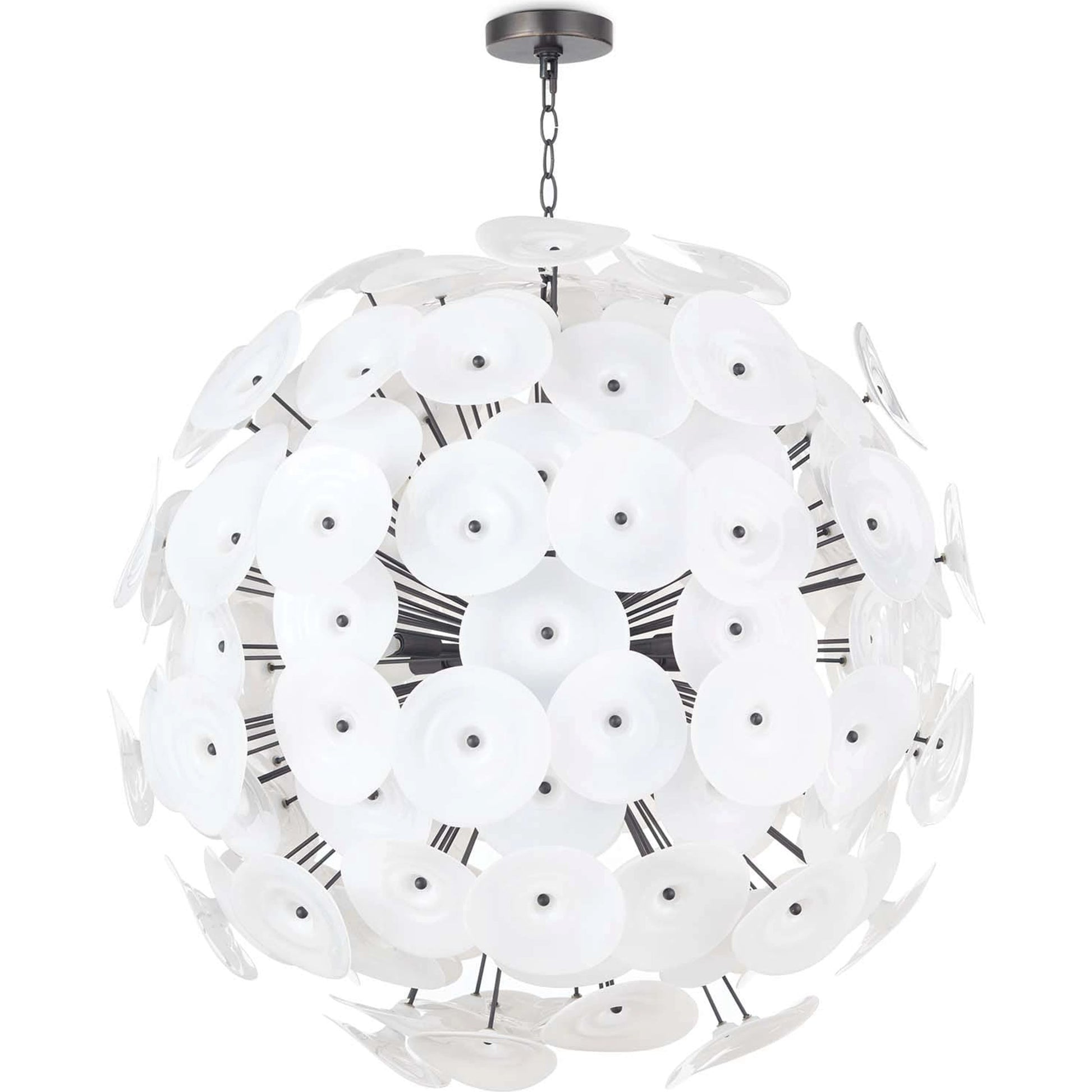 Poppy Glass Chandelier by Regina Andrew in natural brass. Made from steel in a cottage & farmhouse style.