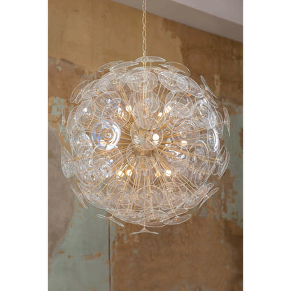 Poppy Glass Chandelier by Regina Andrew in natural brass. Made from steel in a cottage & farmhouse style.