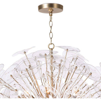 Poppy Glass Chandelier by Regina Andrew in natural brass. Made from steel in a cottage & farmhouse style.