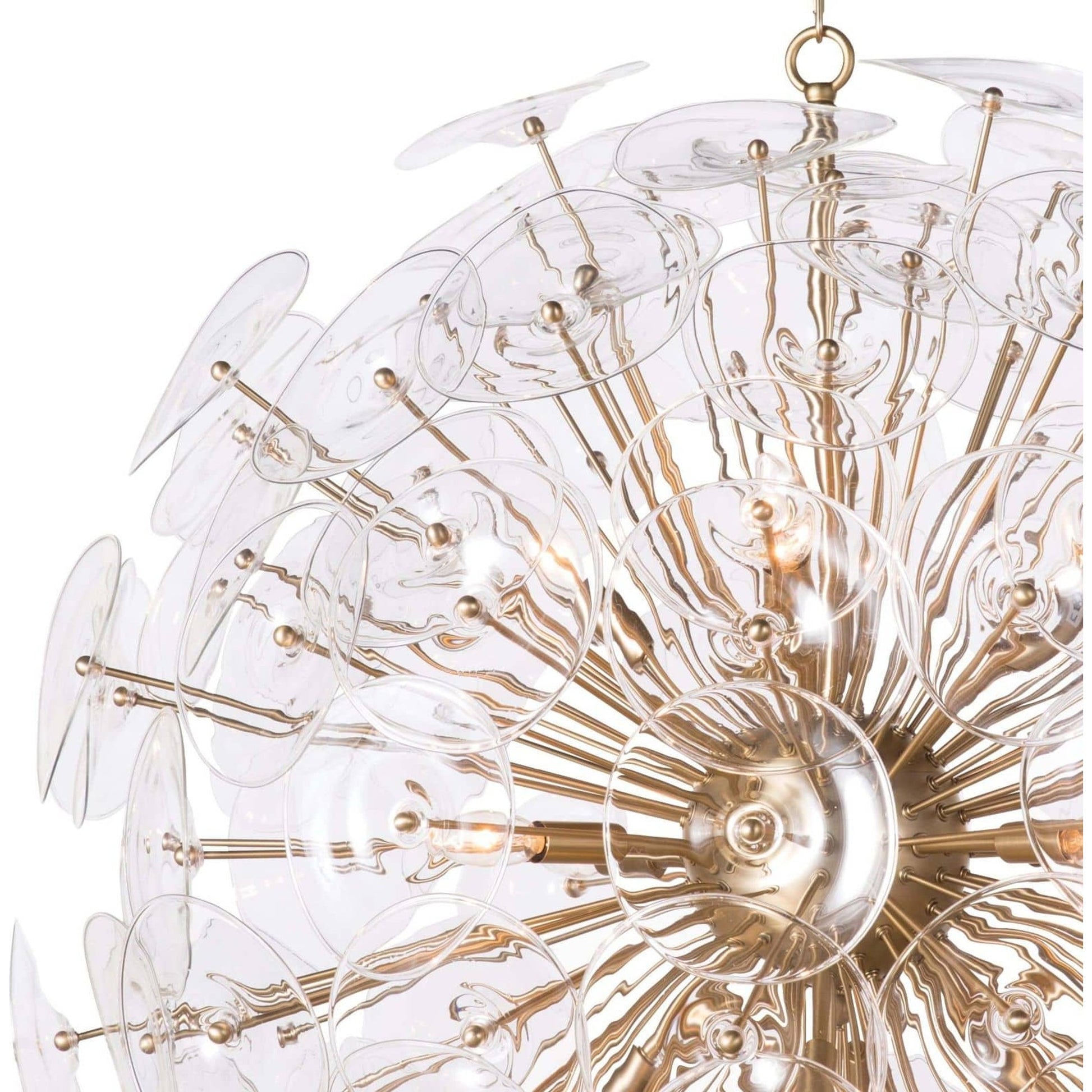 Poppy Glass Chandelier by Regina Andrew in natural brass. Made from steel in a cottage & farmhouse style.