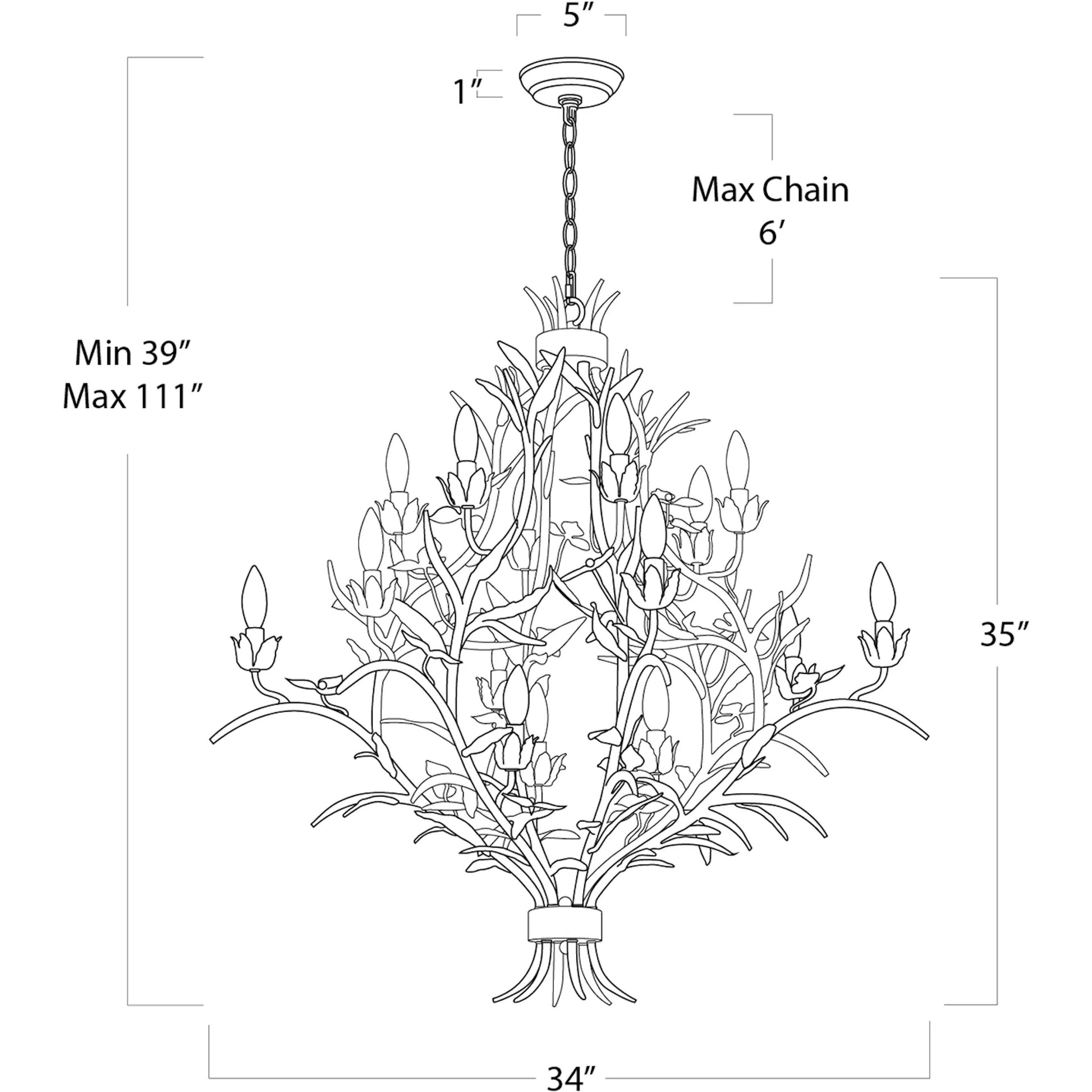 Trillium Chandelier by Regina Andrew in brass and brass. Made from steel in a transitional style.