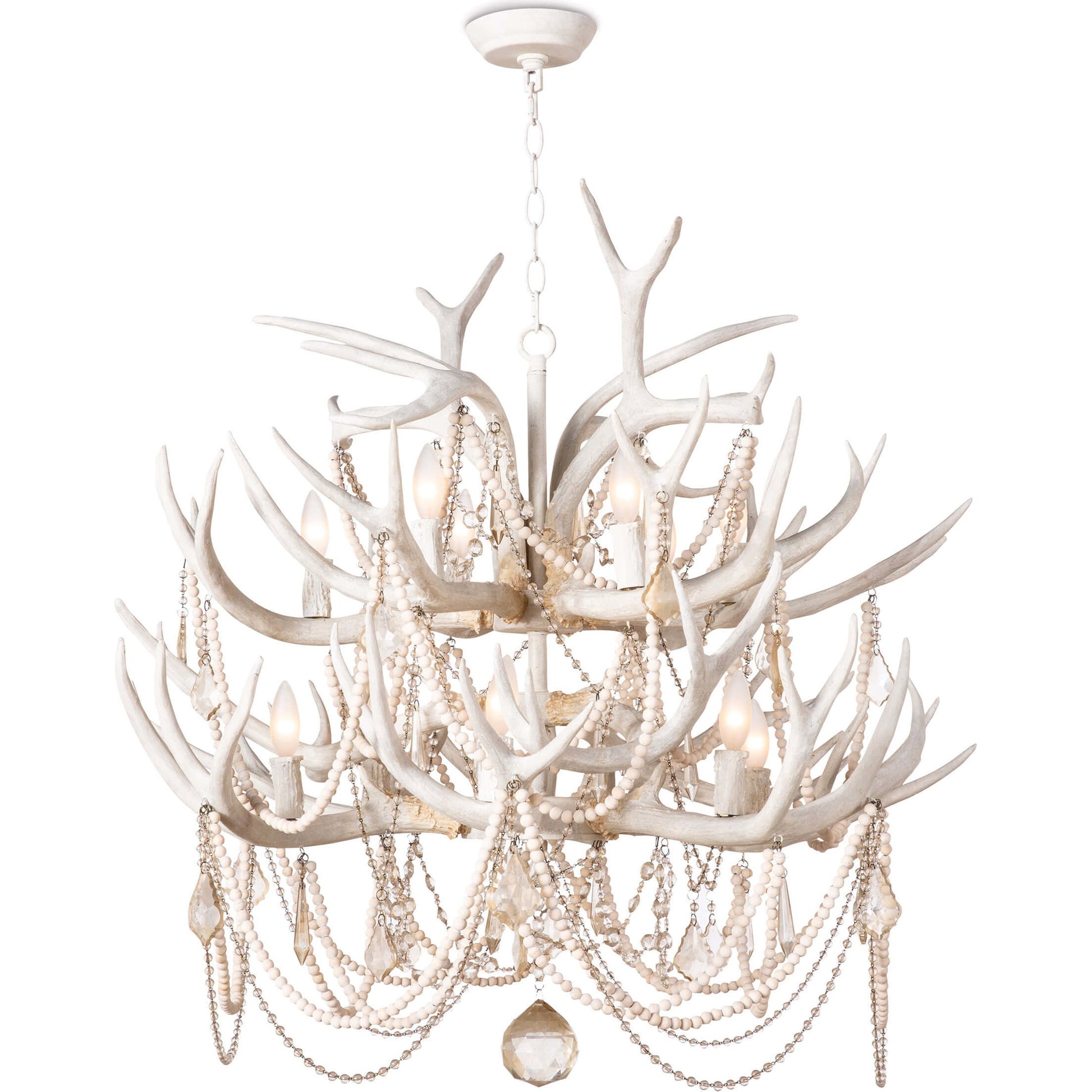 Cheyanne Antler Chandelier by Regina Andrew in white, natural and white. Made from resin in a rustic style.