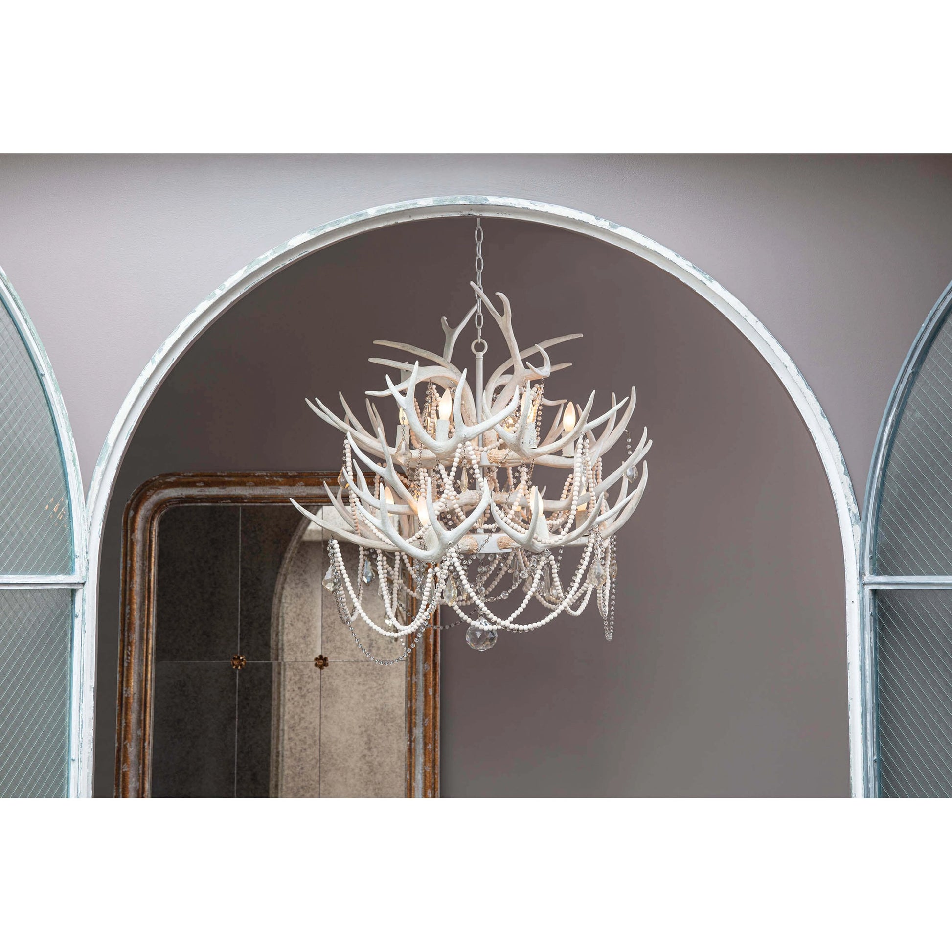 Cheyanne Antler Chandelier by Regina Andrew in white, natural and white. Made from resin in a rustic style.