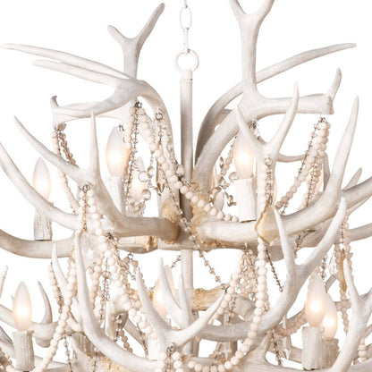 Cheyanne Antler Chandelier by Regina Andrew in white, natural and white. Made from resin in a rustic style.