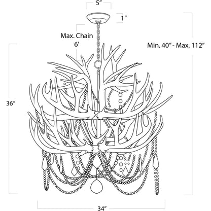 Cheyanne Antler Chandelier by Regina Andrew in white, natural and white. Made from resin in a rustic style.