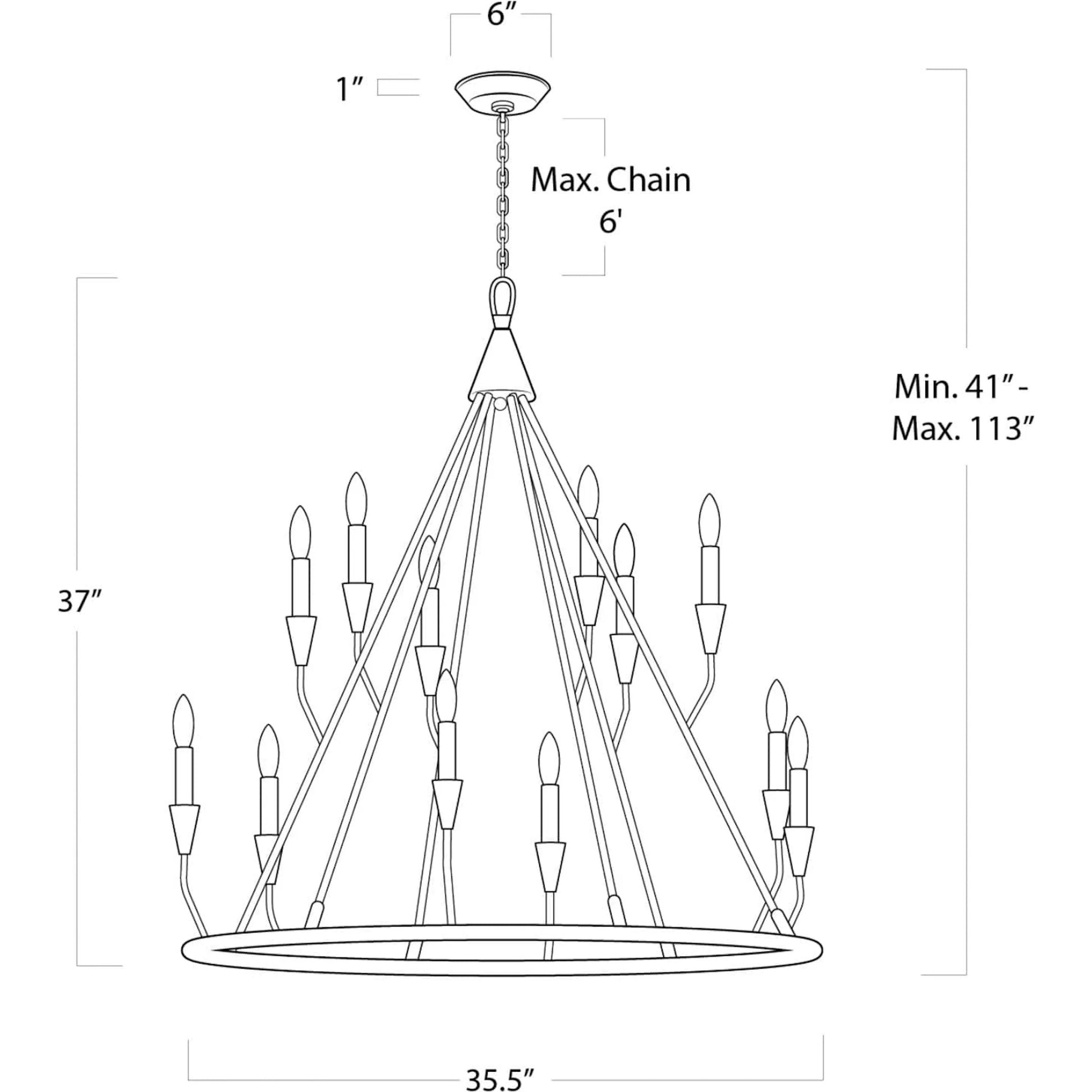 Sierra Chandelier by Regina Andrew in ebony and blackened steel. Made from steel in a transitional style.