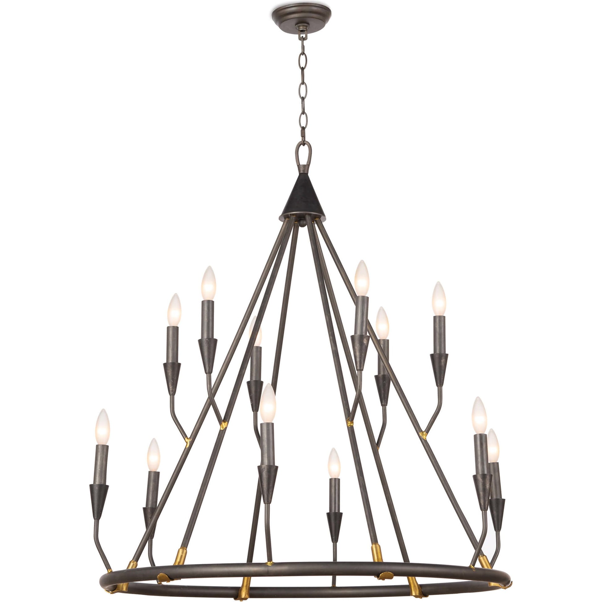 Sierra Chandelier by Regina Andrew in ebony and blackened steel. Made from steel in a transitional style.