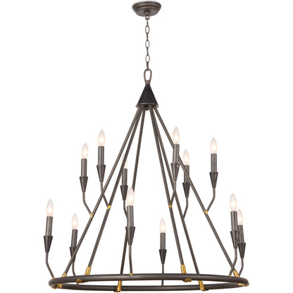 Sierra Chandelier by Regina Andrew in ebony and blackened steel. Made from steel in a transitional style.
