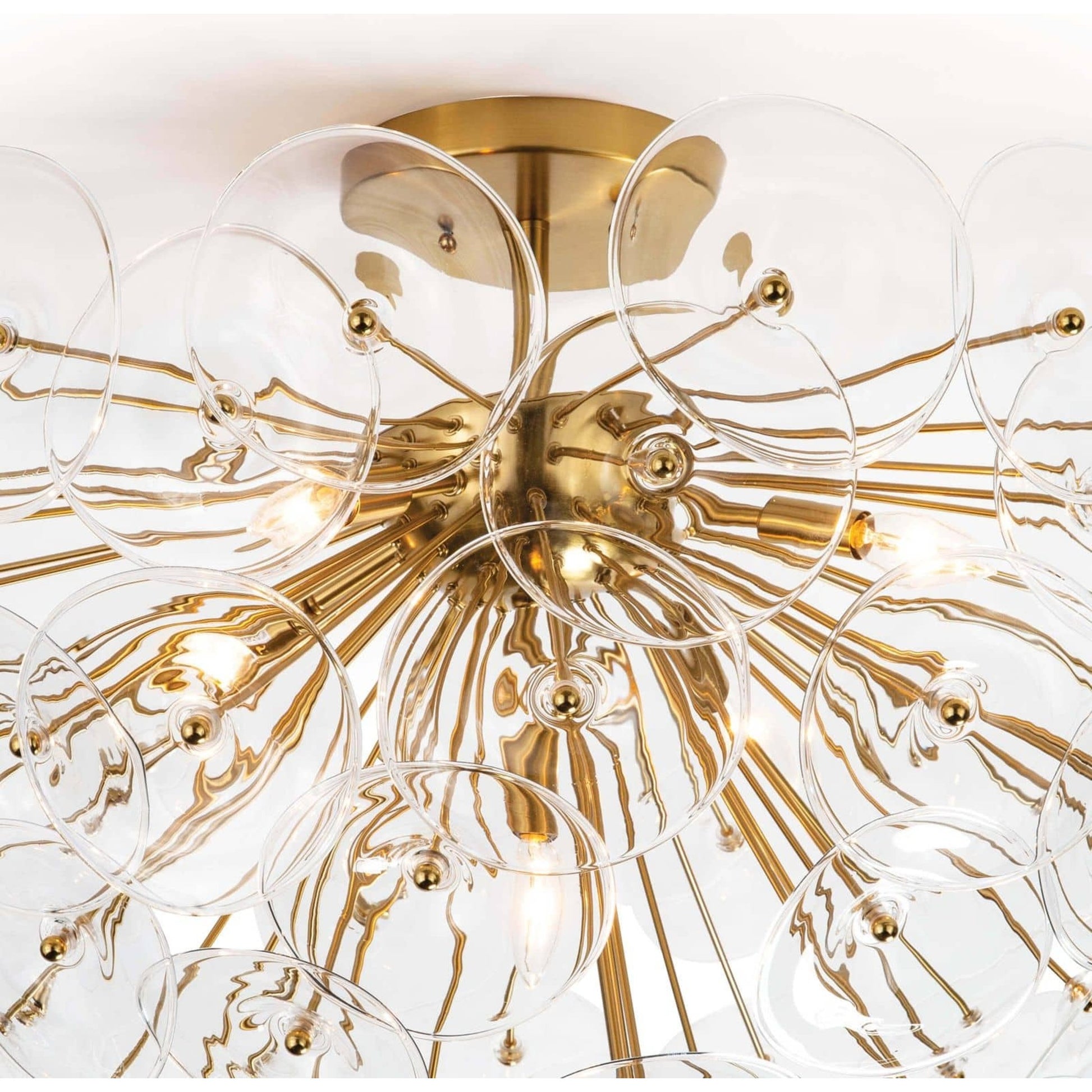 Poppy Glass Semi Flush Mount by Regina Andrew in brass and natural brass. Made from steel in a transitional style.