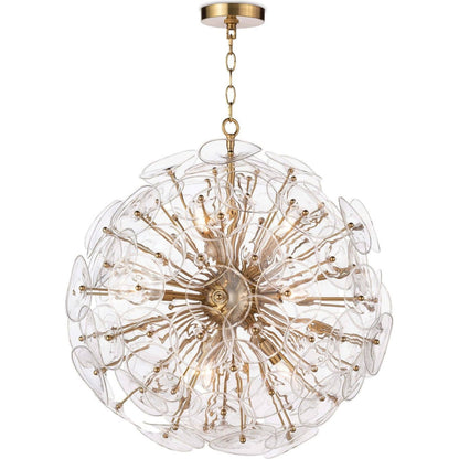 Poppy Glass Chandelier by Regina Andrew in natural brass. Made from steel in a cottage & farmhouse style.