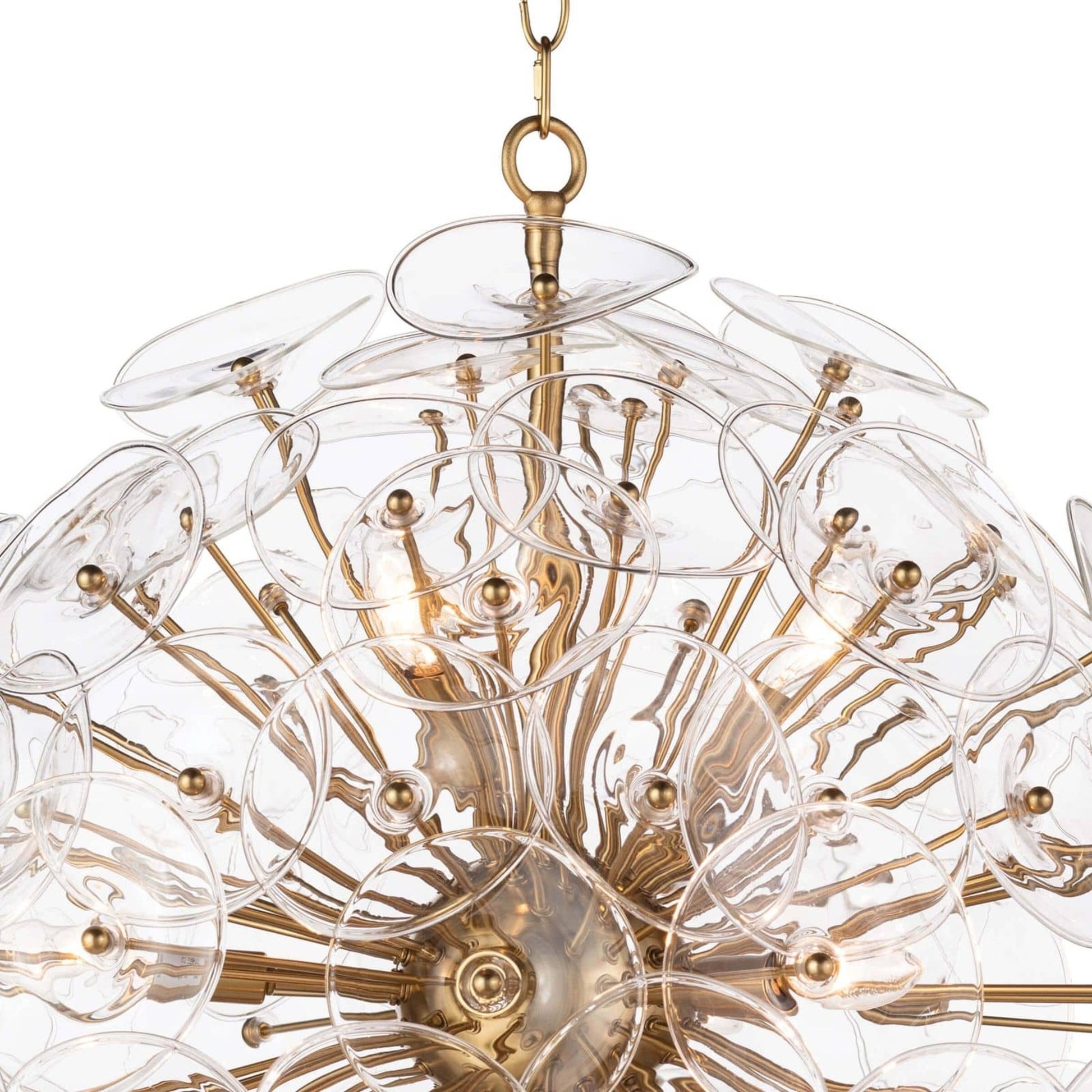 Poppy Glass Chandelier by Regina Andrew in natural brass. Made from steel in a cottage & farmhouse style.
