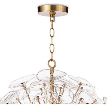 Poppy Glass Chandelier by Regina Andrew in natural brass. Made from steel in a cottage & farmhouse style.