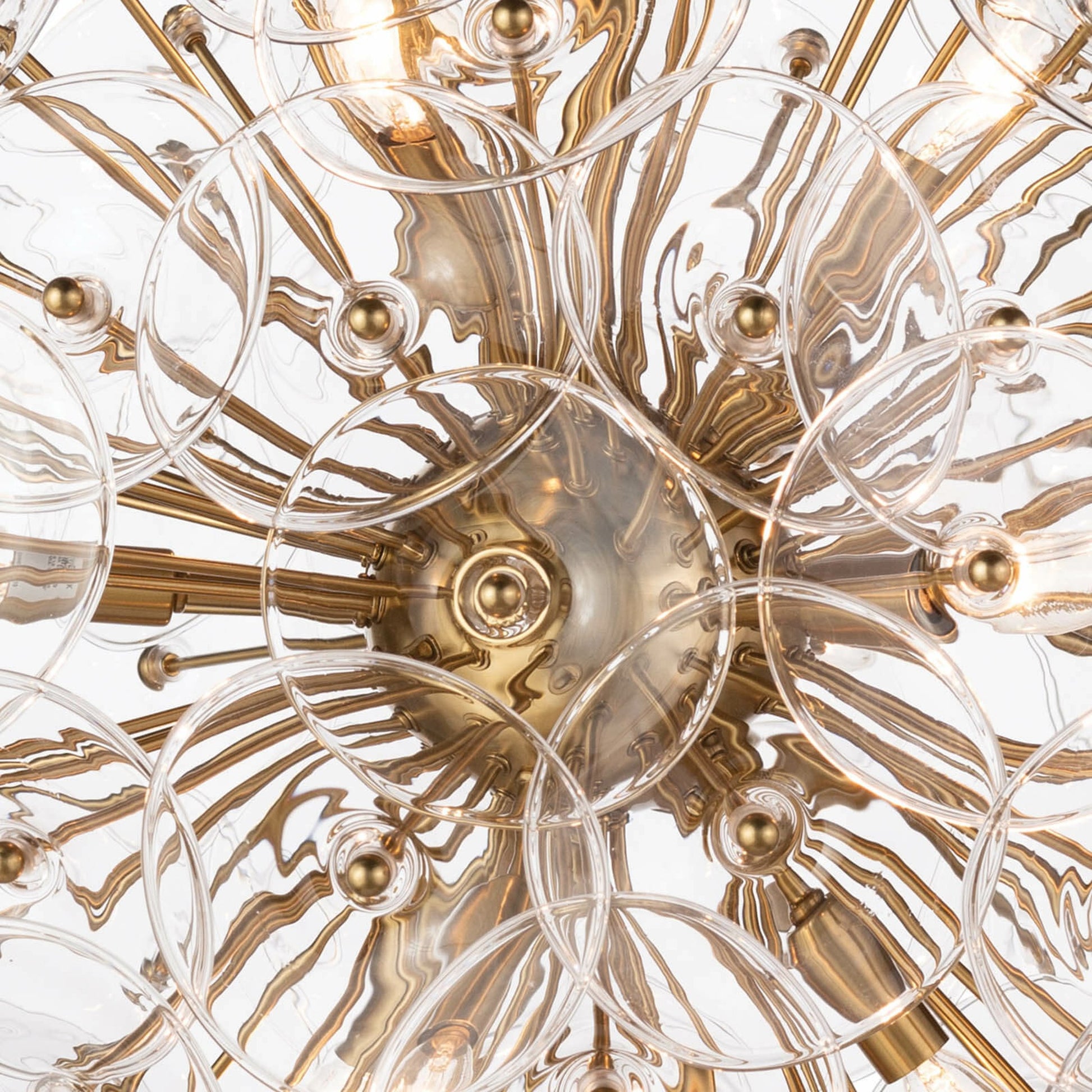 Poppy Glass Chandelier by Regina Andrew in natural brass. Made from steel in a cottage & farmhouse style.
