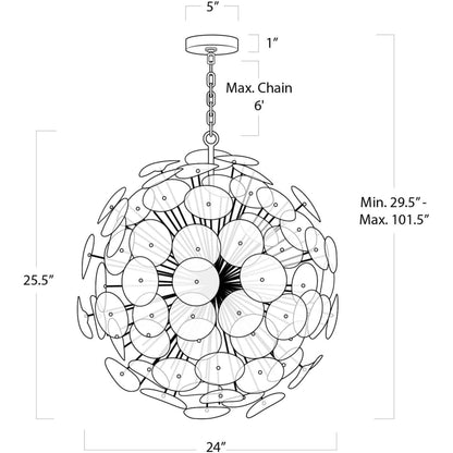 Poppy Glass Chandelier by Regina Andrew in natural brass. Made from steel in a cottage & farmhouse style.
