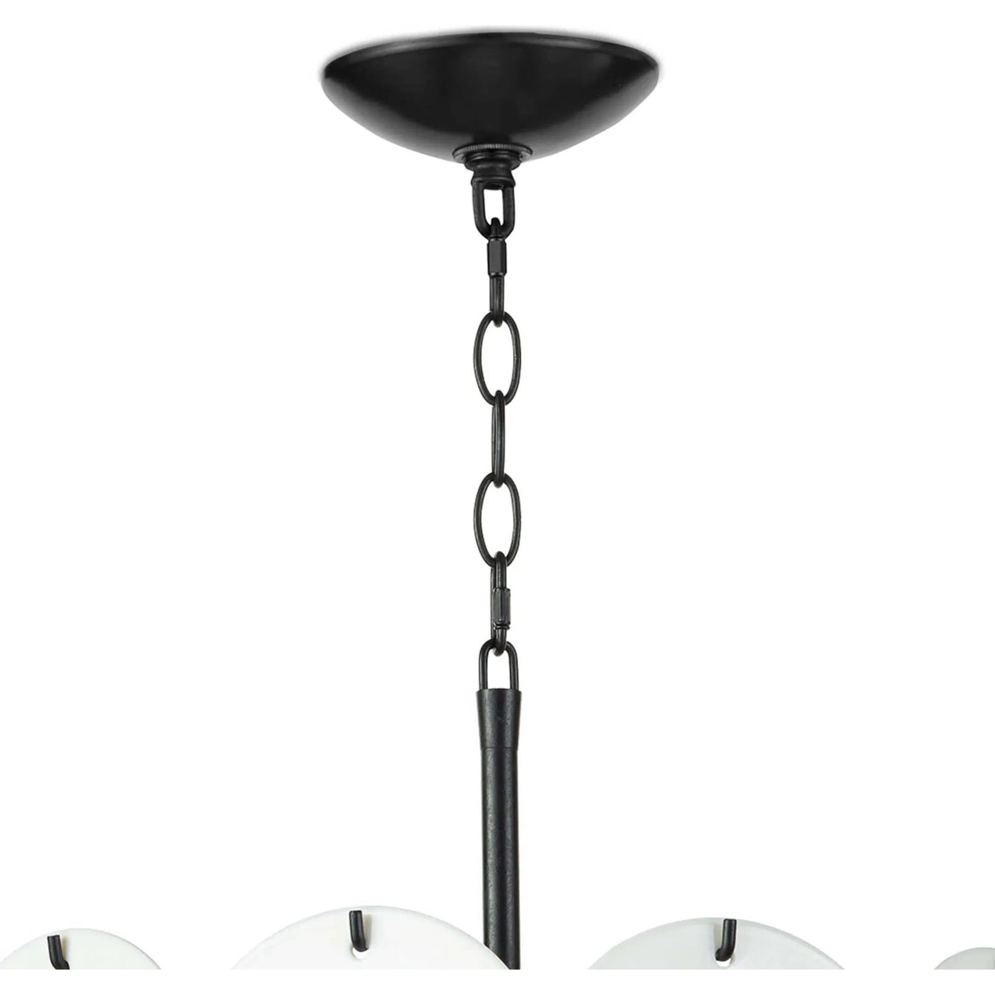 Solstice Chandelier by Regina Andrew in white and blackened iron. Made from glass in a modern style.