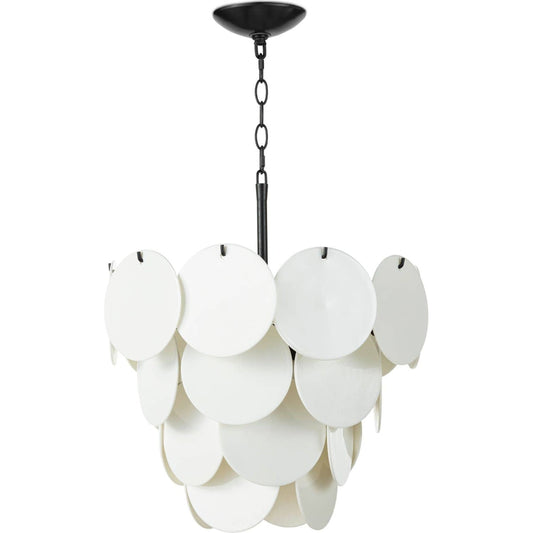 Solstice Chandelier by Regina Andrew in white and blackened iron. Made from glass in a modern style.