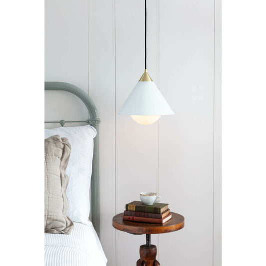 Hilton Pendant by Regina Andrew in white. Made from iron in a transitional style.