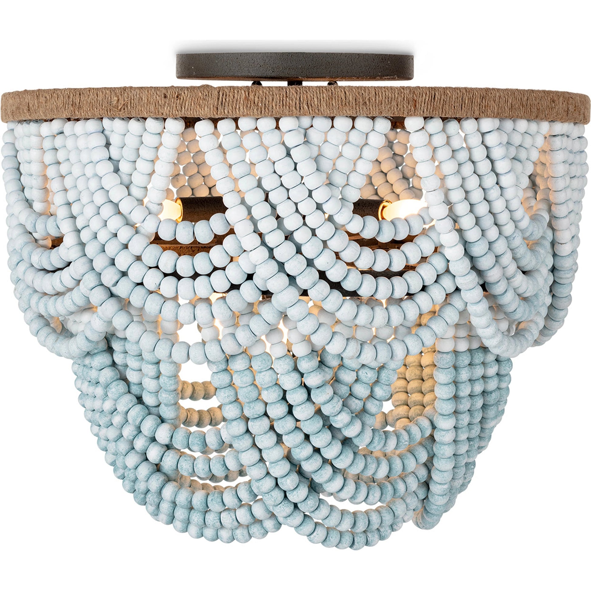 Ombre Wood Bead Flush Mount by Regina Andrew in blue. Made from birch wood in a modern style.