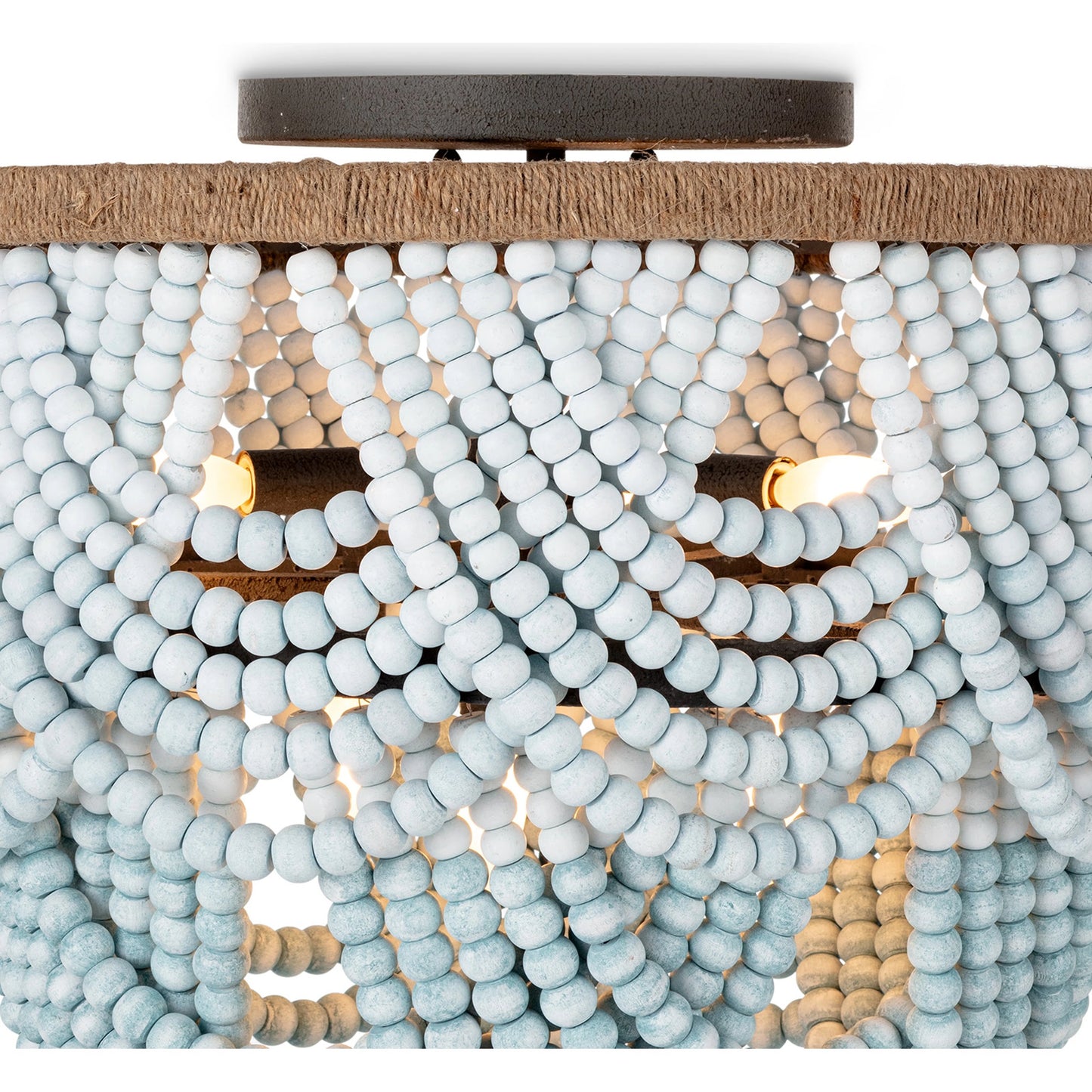 002 SI-2002185 | Closeup | Ombre Wood Bead Flush Mount by Regina Andrew in blue. Made from birch wood in a modern style.