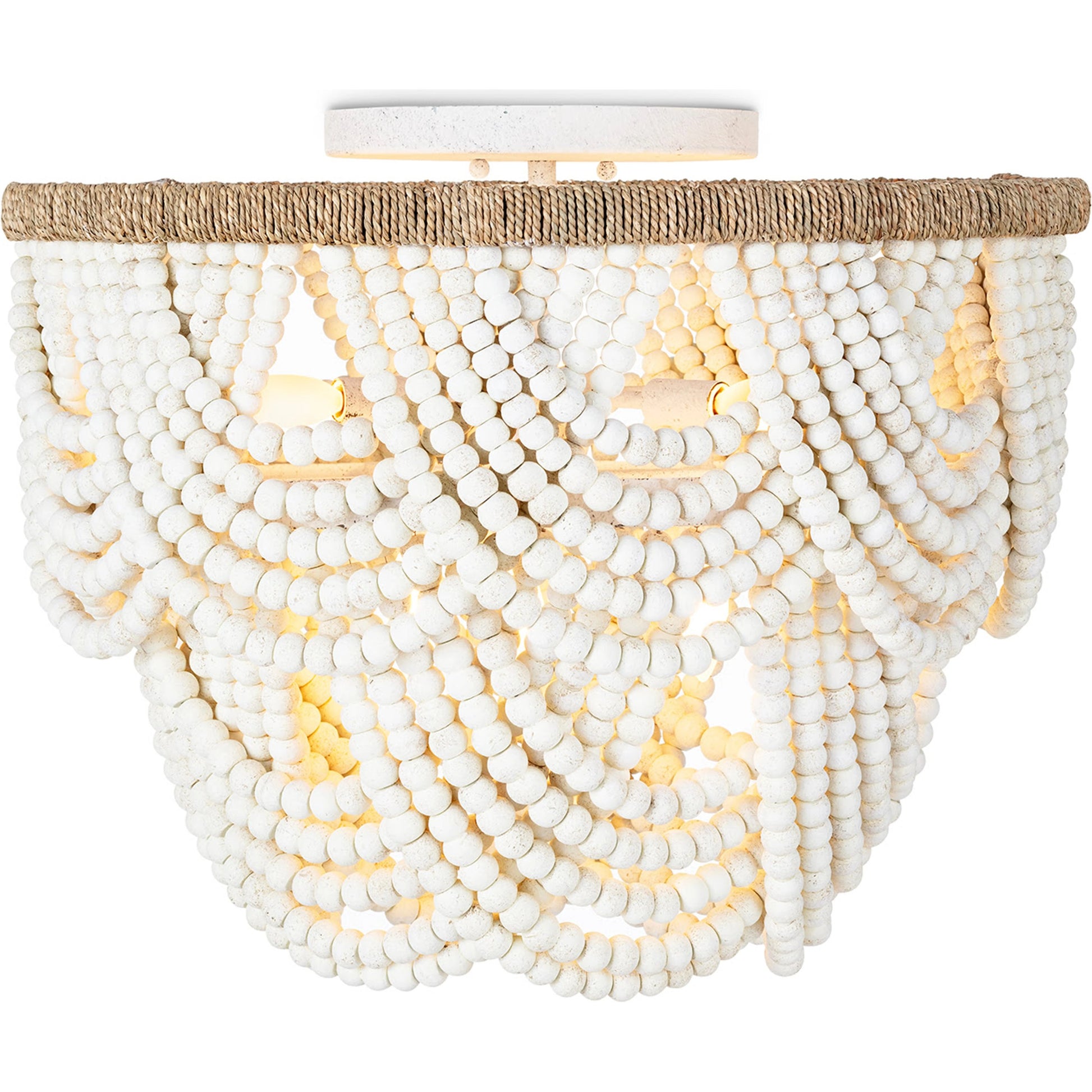 Lorelei Wood Bead Flush Mount by Regina Andrew in white. Made from birch wood in a modern style.