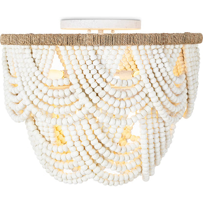 Lorelei Wood Bead Flush Mount by Regina Andrew in white. Made from birch wood in a modern style.