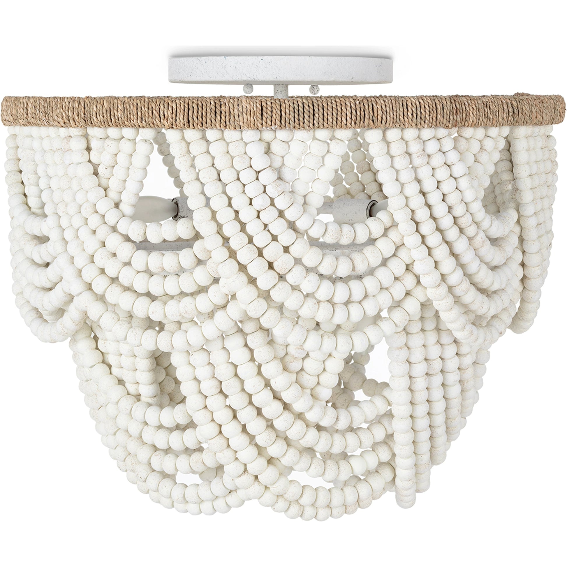 Lorelei Wood Bead Flush Mount by Regina Andrew in white. Made from birch wood in a modern style.