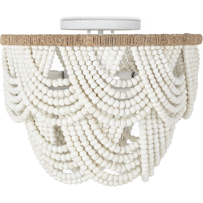 Lorelei Wood Bead Flush Mount by Regina Andrew in white. Made from birch wood in a modern style.