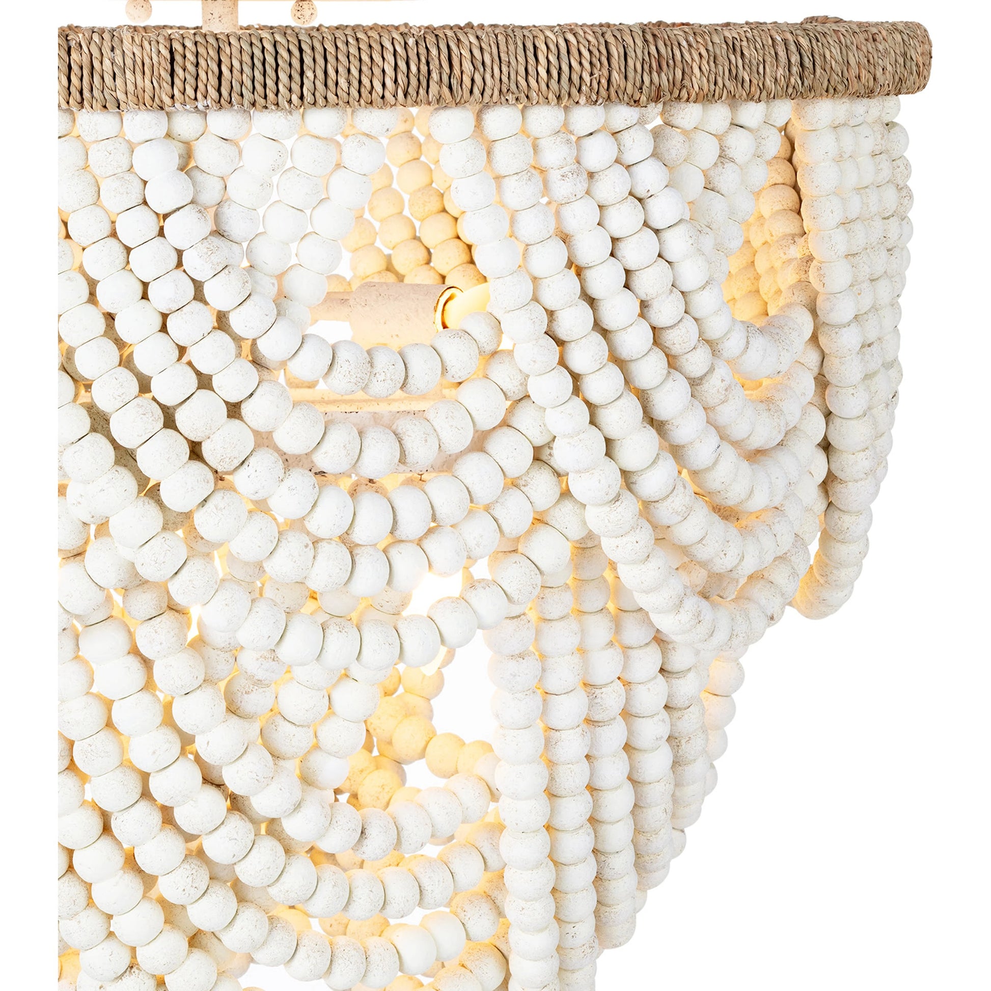 Lorelei Wood Bead Flush Mount by Regina Andrew in white. Made from birch wood in a modern style.