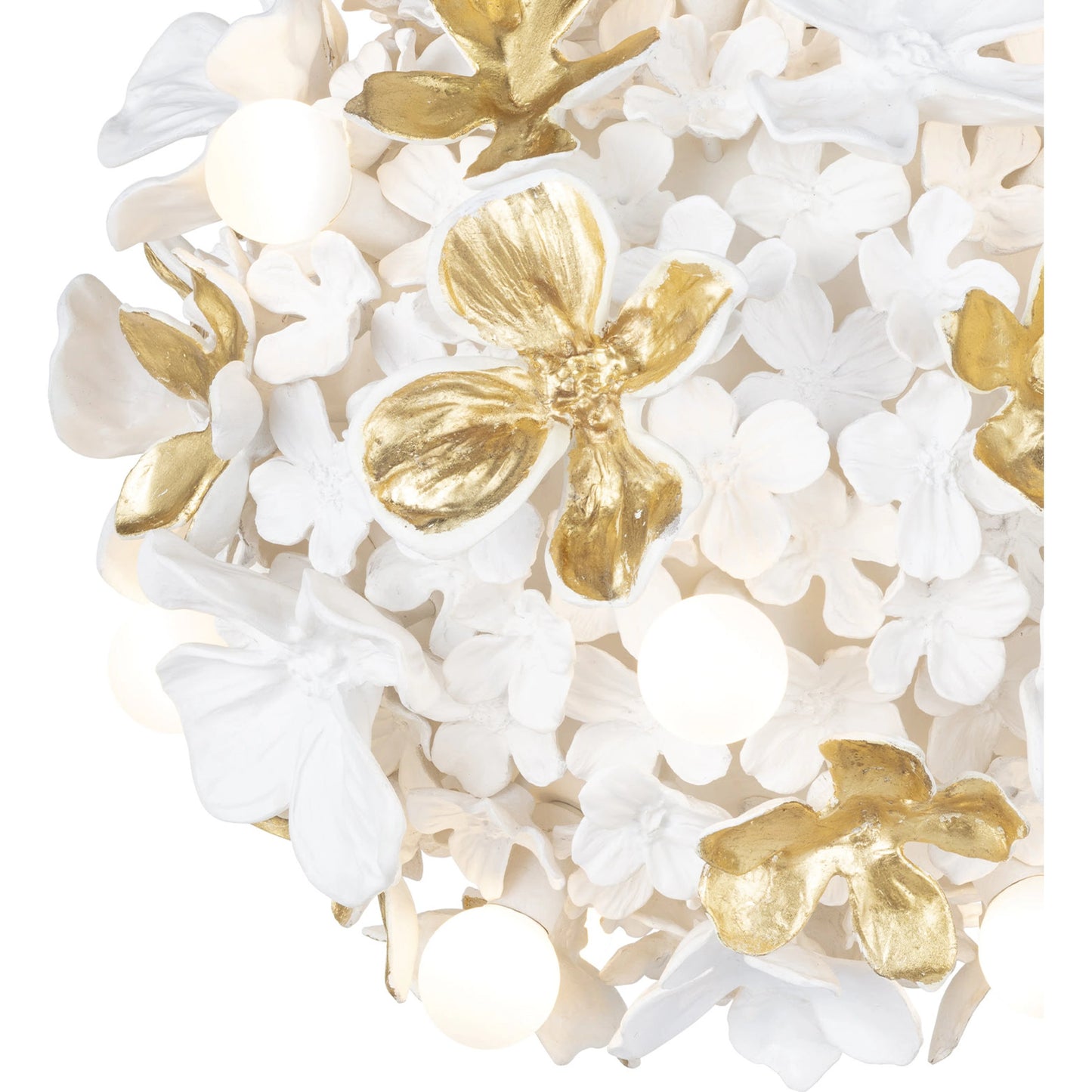 002 SI-2002231 | Closeup | Dogwood Chandelier by Regina Andrew in white. Made from resin in a modern style.