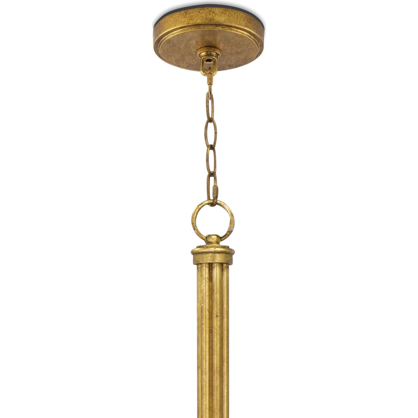 002 SI-2262721 | Closeup | River Reed Chandelier, Navy by Regina Andrew in antique gold leaf. Made from steel in a modern style.