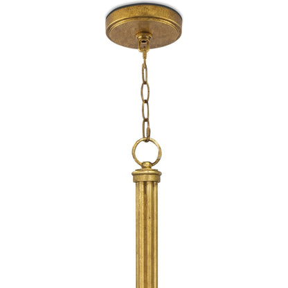 River Reed Chandelier, Navy by Regina Andrew in antique gold leaf. Made from steel in a modern style.