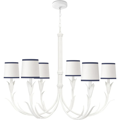 River Reed Chandelier, Navy by Regina Andrew in antique gold leaf. Made from steel in a modern style.