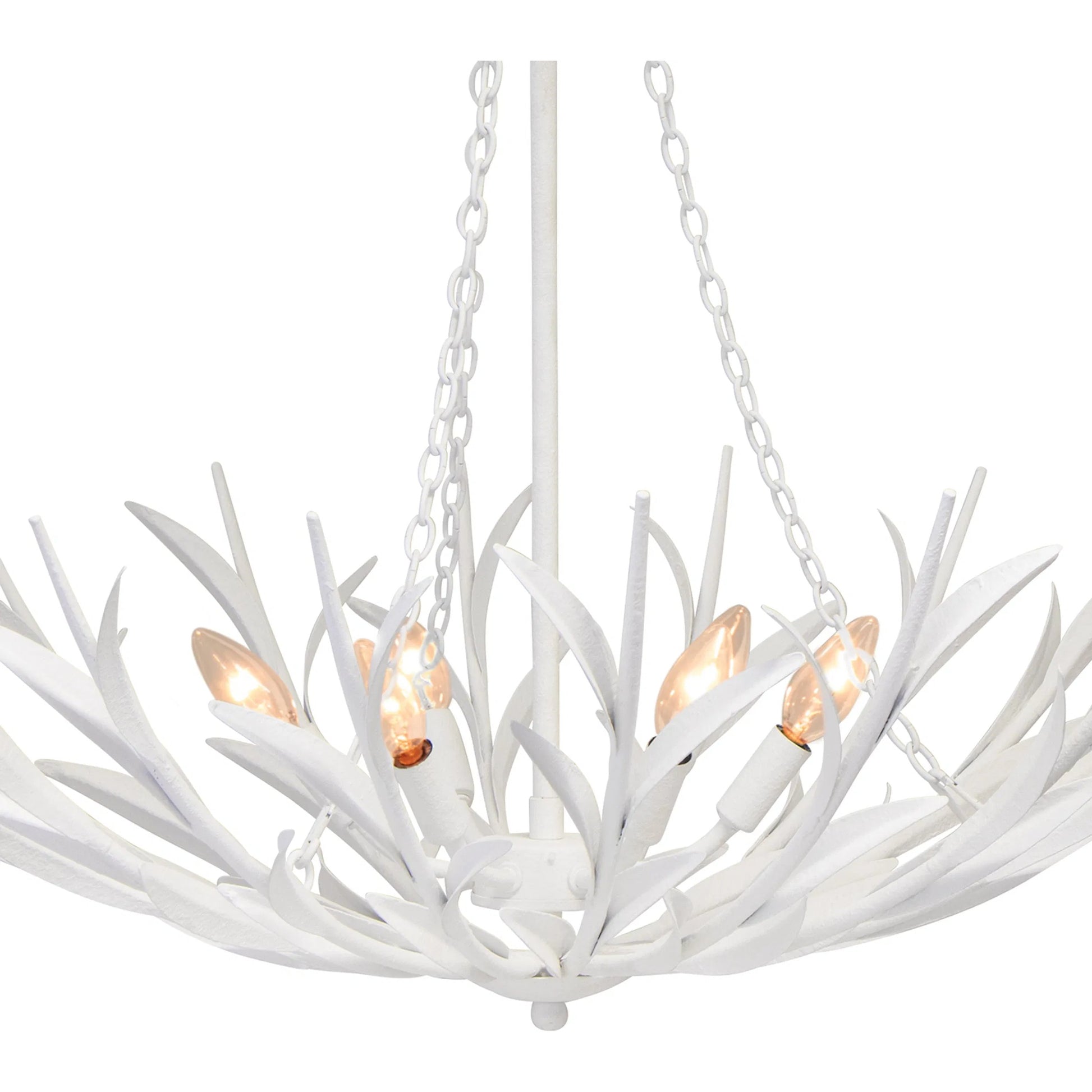 River Reed Basin Chandelier by Regina Andrew in antique gold leaf. Made from steel in a modern style.
