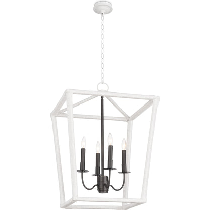 Luella Lantern by Regina Andrew in white and blackened brass. Made from jute rope in a transitional style.