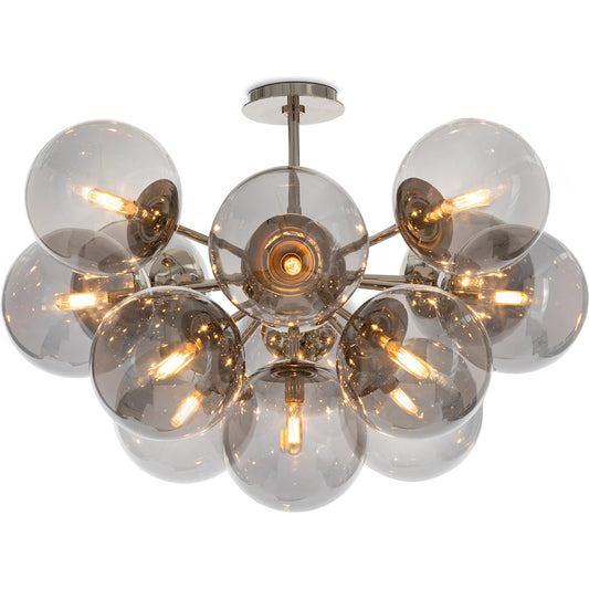 Shine Flush Mount, Smoked by Regina Andrew in polished nickel. Made from glass in a unique style.