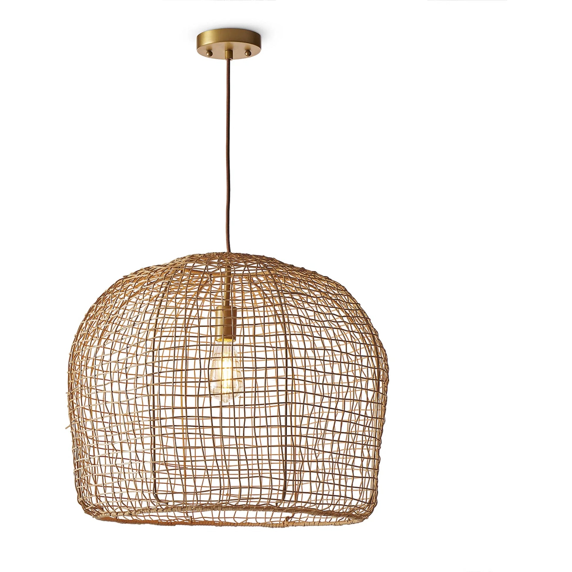 Selene Pendant by Regina Andrew in natural. Made from rattan in a unique style.